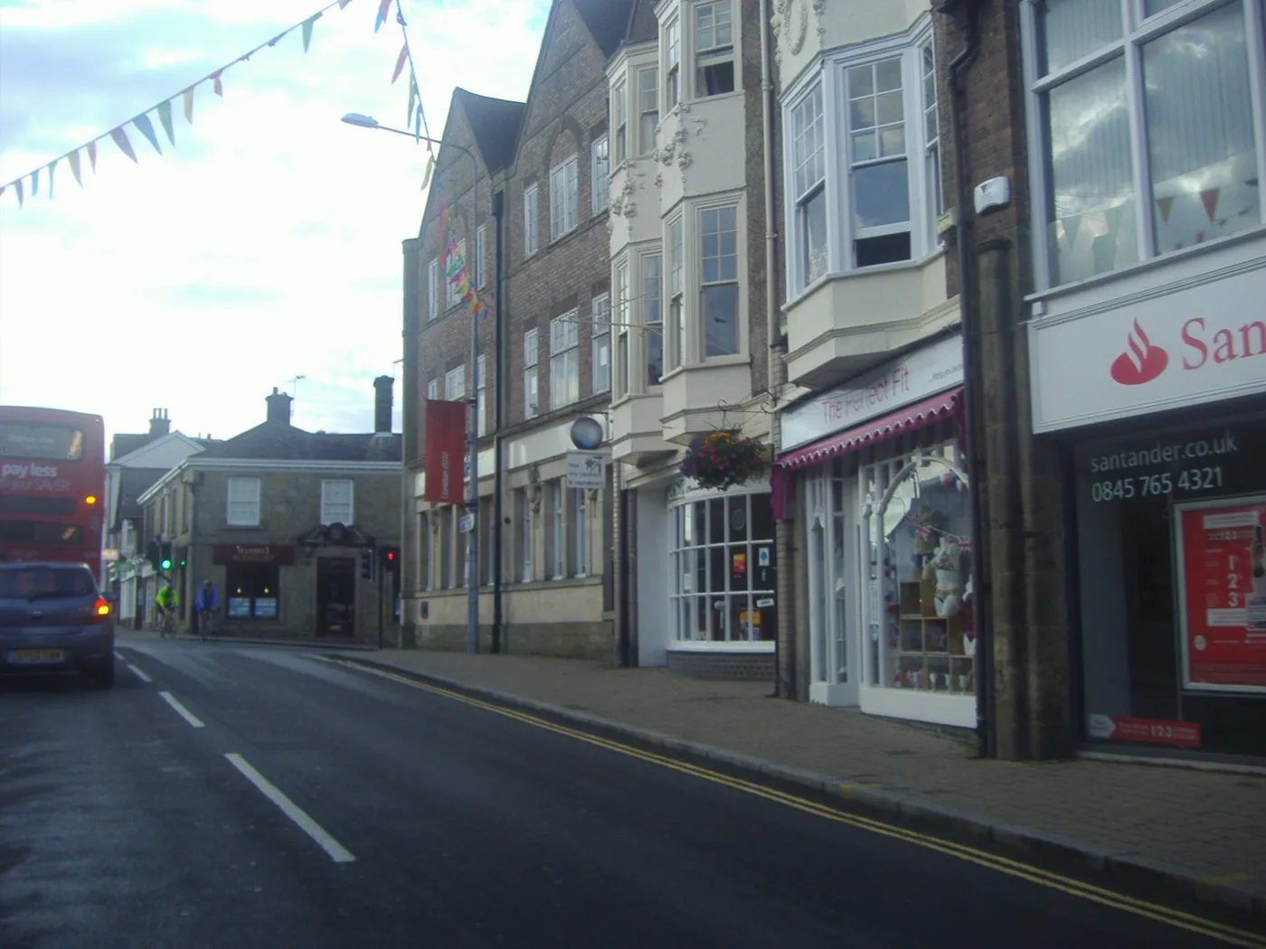 The Santander branch at 4 High Street, Crowborough, on the right, photographed in 2012. It closed in July 2025.