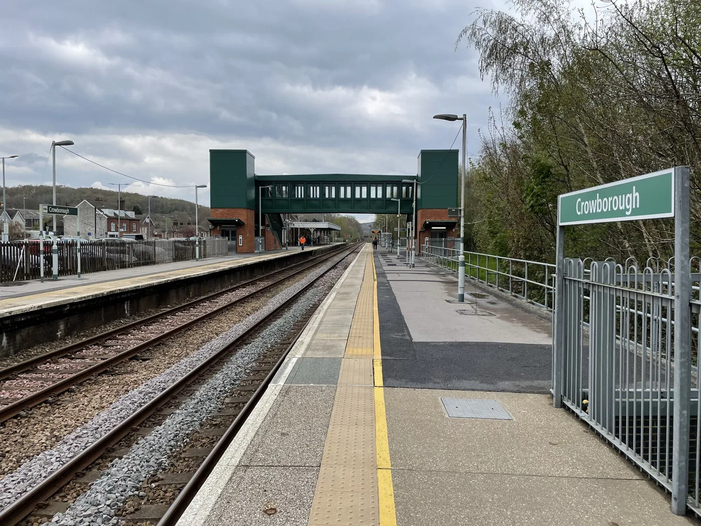 The platform at Crowborough station. This photograph was taken on an earlier date and does not show the current disruption.
