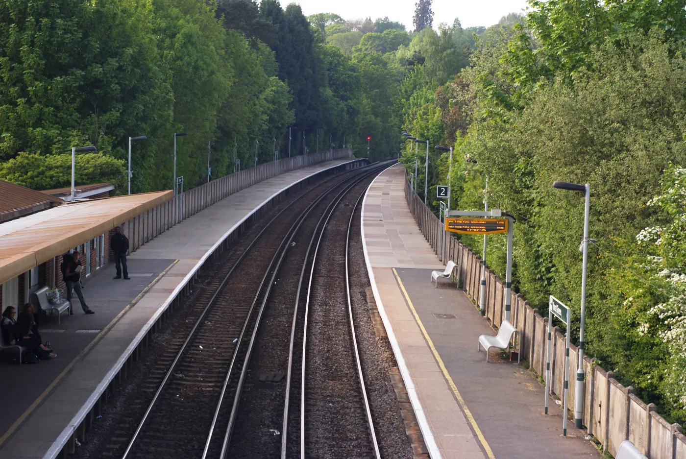 Hurst Green station, where the single-track Uckfield branch leaves the Oxted line. Southern names the Hurst Green and Ashurst areas in its account of the fault; this photograph does not show the failed points.